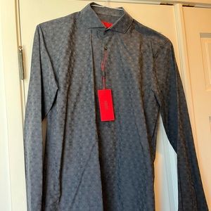 NWT Hugo Boss Extra Slim Fit Finest Italian Fabric Mens Dress Shirt, Charcoal